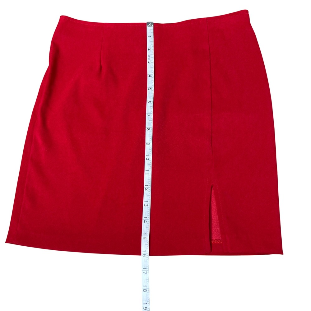 PROFILE Red Mini Skirt with Slit High Waist Zip Back Women's Small - Picture 3 of 7